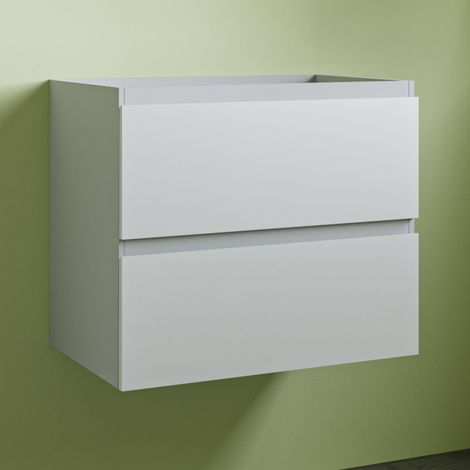 Wall Hung 2 Drawers Bathroom Vanity Unit without Basin Flat Pack - 600mm Matt White (1/5)