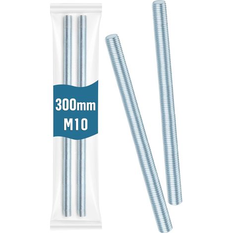 Barre filetée DIN 976 M10 x 300 mm, acier galvanisé, classe de résistance 4.8, barres filetées avec filetage standard, tiges filetées métriques. (1/5)