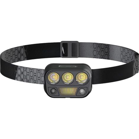 Lampe frontale LED étanche avec détecteur de mouvement, chargement USB et 3 modes d'éclairage dont stroboscopique, pour extérieur et atelier (B)