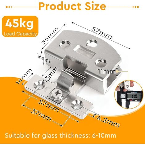 Charnières Porte en Verre pour Portes Vitrées de 6-10 mm (1/5)