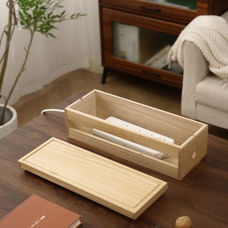 Boîte de rangement pour câbles, organisateur de chargeurs, boîte à câbles de bureau, boîte de gestion des cordons, adaptée aux multiprises et aux bureaux (Beige) s le bureau, boîte pour multiprise, ca