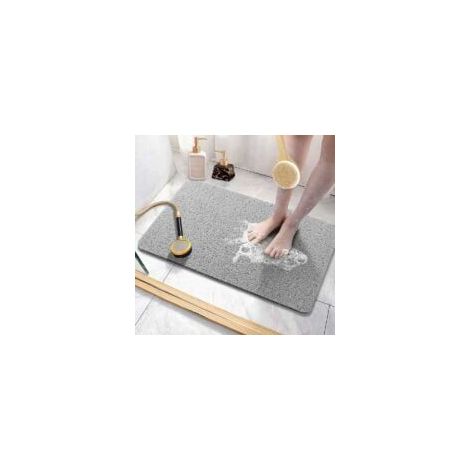 Tappetino doccia antiscivolo con fori di drenaggio, ad asciugatura rapida, antimuffa, morbido e confortevole, in luffa, massaggiante (40 x 60 cm, grigio)
