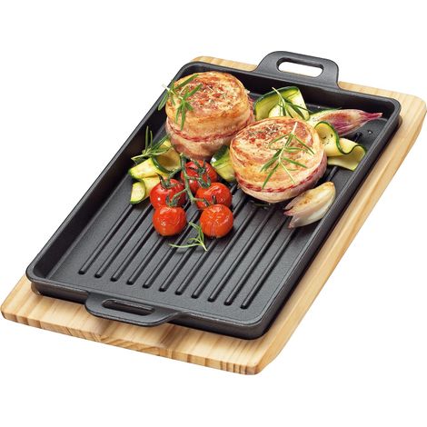 Griglia su supporto, 32 x 22 x 3,5 cm, ghisa/legno di pino BBQ / Kuchenprofi (1/2)