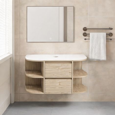 Meuble de salle de bain marron en MDF 90 x 45 x 46 cm (1/5)