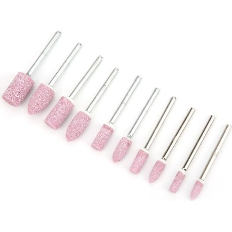 Lot de 100 têtes de meulage en corindon rose PA, pierres abrasives pour polissage, grain 80, tige 3 mm (1/5)