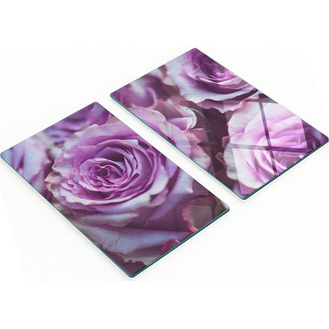 Taglieri e vassoi decorativi in vetro con rose viola, 2x30x52 cm (1/5)