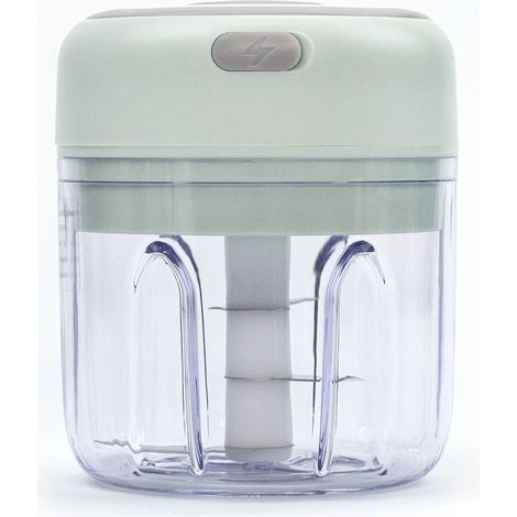Mini robot culinaire électrique sans fil, hachoir à ail, hachoir à viande et légumes, hachoir puissant et portable pour poivrons, légumes et noix, 250 ml, vert (1/5)