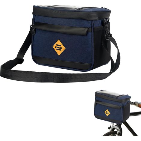 Borsa da manubrio per bicicletta, borsa anteriore per bicicletta, con gancio per lampada, con spallacci, per città (C) (1/5)