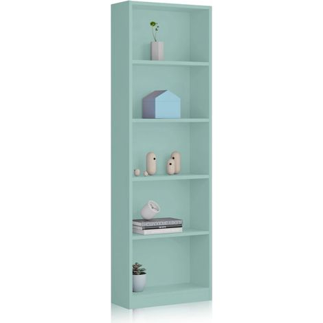 Estantería y Librería Juvenil Dormitorio Infantil I-Joy Melamina Color Verde 52x180x25 cm