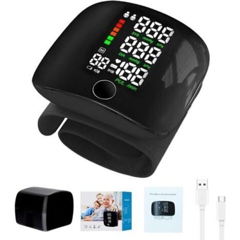 Tensiomètre au Poignet, Tensiomètre Numérique de Poignet, Moniteur de Pression Sanguine avec écran LCD, Mémoire 99 x 2 Utilisateurs, Brassard Réglable 13.5-19.5 cm, Facile à Utiliser (1/5)