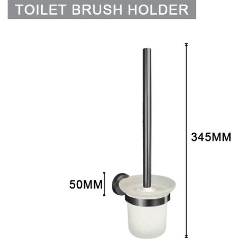 (Porte-brosse WC) Ensemble d'accessoires de salle de bain gris : porte-serviettes mural en acier inoxydable, porte-papier toilette, barre porte-serviettes, porte-gobelet, brosse WC (1/5)