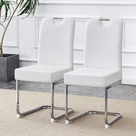 Lot de 2 chaises blanches épaissies, pour maison et usage quotidien, design ergonomique, rembourrage plume intégré