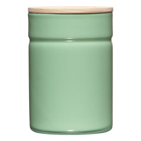 Riess Vorratsdose mit Eschenholzdeckel Ø8cm 0,49L Green Emaille