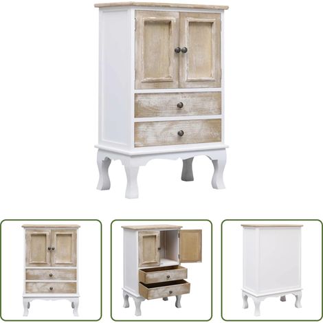 vidaXL Meuble bois - Armoire à tiroirs Blanc 50x30x80 cm Bois (1/5)