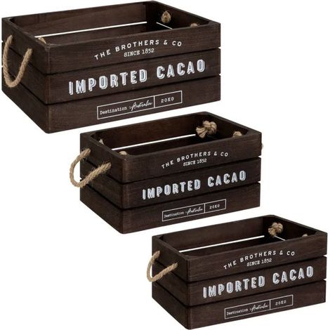 Lot de 3 Cagettes en Bois "Denys" 35cm Marron (1/5)