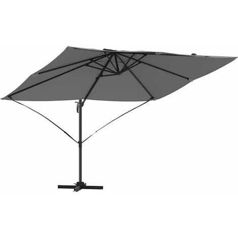 Parasol gris anthracite, dimensions : 351 x 250 x 260 cm, matériau : polyester et aluminium. (1/5)