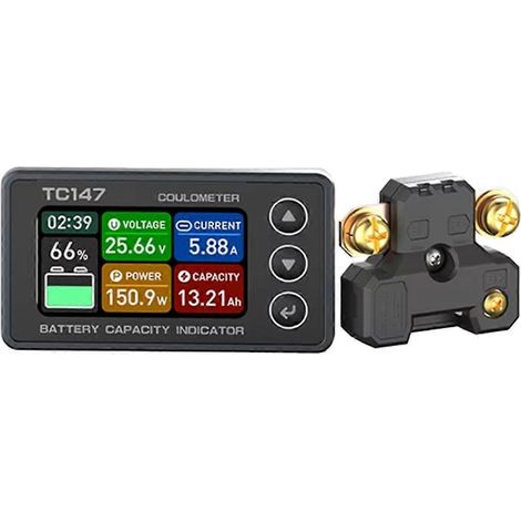 TC147 Hochpräzises Coulomb-Messgerät mit Farbbildschirm, Batteriespannung -0-30A-