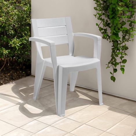 Dmora - Sillas de Jardín Oberon, Silla de jardin, Asiento exterior multiusos, Banco de jardín, Made in Italy, 60x58 h79 cm, Blanco (1/3)