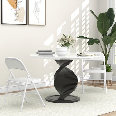 Homcom – Lot de 2 chaises pliantes – Acier blanc – Coussin en revêtement synthétique – Hauteur d'assise 45 cm – Charge max. 120 kg