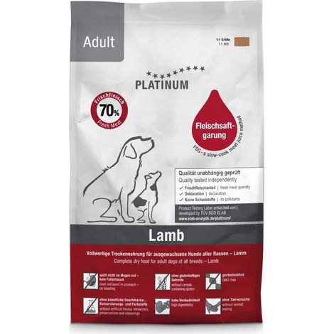 PLATINUM Agneau Adulte - Aliment semi-humide pour chien - 1,5 kg