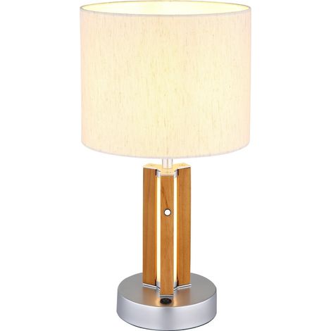 Lampada da tavolo con paralume rotondo marrone 1x E27 (1/5)