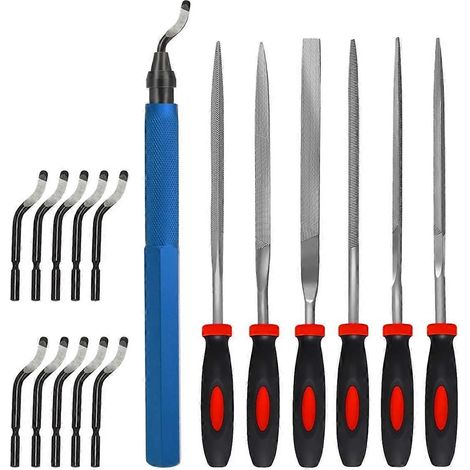 Kit d'ébavurage, outil de chanfreinage à manche métallique de 16,5 cm pour tuyaux en résine, aluminium, laiton et plastique, trous de tubes et d'objets 3D. (1/4)