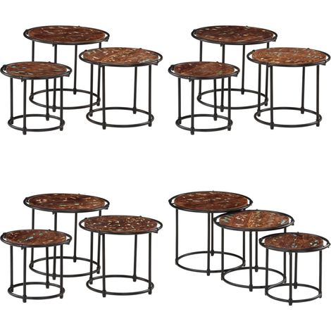 Tables gigognes 3 pcs bois massif de récupération - Table Basse - Meubles De Salon - Table D'appoint - Ensemble De Tables - Tables Imbriquées - Home & Living (1/5)