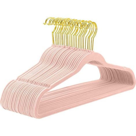 Cintres, lot de 10 cintres en velours (rose/noir)
