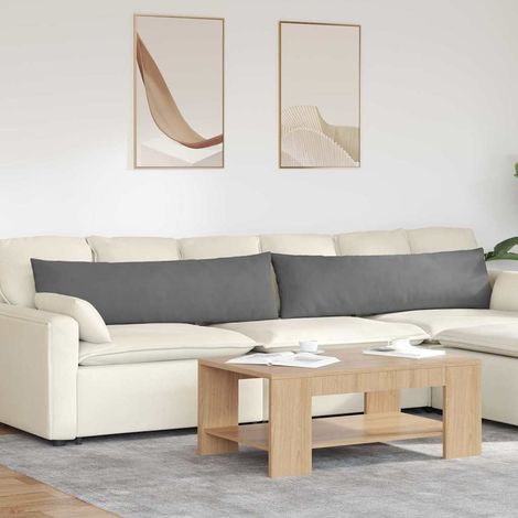 Sofakissen 2 Stück Dunkelgrau 145 x 40 cm Stoff