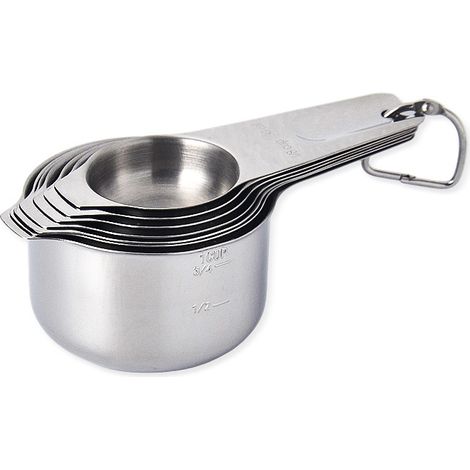 Juego de siete cucharas medidoras de acero inoxidable para hervir granos de café. (1/5)