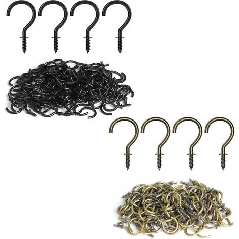 Lot de 100 crochets à vis en bronze de 2,5 cm et lot de 100 crochets à vis noirs de 2,5 cm (1/5)