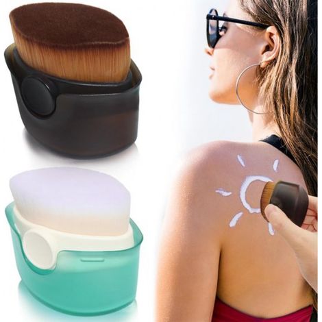 Lot de 2 pinceaux à crème solaire avec capuchons de protection, blanc et marron. (1/5)