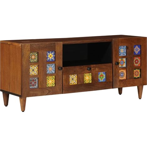 vidaXL Mobile TV Noce 105 x 33 x 46 cm Legno di mango massello