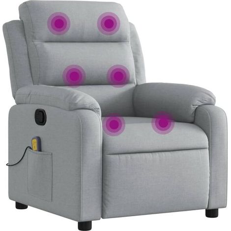 Chaise longue en tissu gris clair avec fonction de massage intégrée – Relaxation complète, dossier réglable et repose-pieds escamotable (1/5)