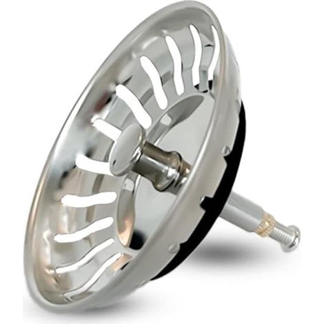 Filtro per lavello con spazzola regolabile - tappo universale per scarico cucina - filtro in acciaio inox - 82 mm (1/5)
