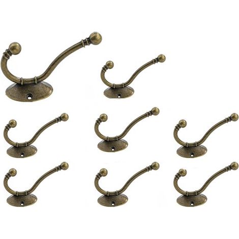 Set de 8 - Crochets - Crochets de Crochets - Patère - Crochet à clés - Crochet mural - Crochet mural - Crochets à serviettes - Patère à vêtements - 3467101mm - Bronze - Alliage de zinc (1/4)