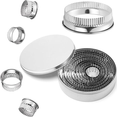 12 Emporte-pièce,Acier inoxydable,Diamètres 2,8cm à 11,5cm,Cutter tranchant,Bord roulé,Pâtisserie biscuit légume (1/5)