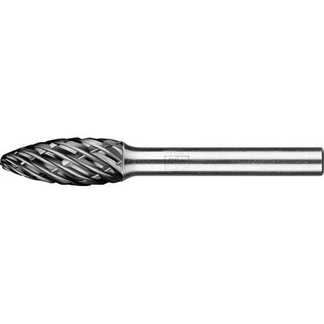 PFERD TOOLS Hartmetall Hochleistungsfrässtift STEEL Flamme B Ø 10x25 mm Schaft-Ø 6 mm HICOAT für Stahl (1/4)