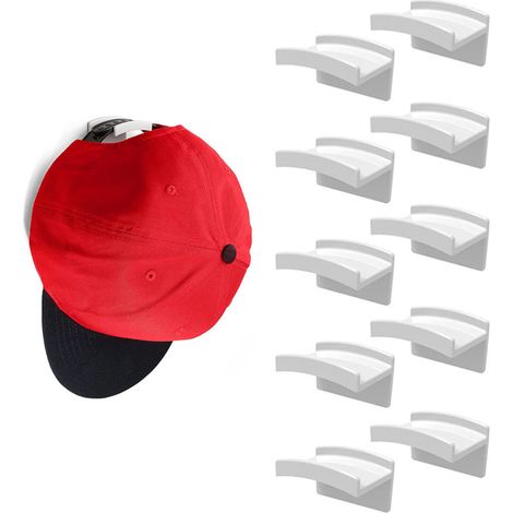 Lot de 10 crochets muraux autocollants sans perçage pour chapeaux, écouteurs, clés et foulards.