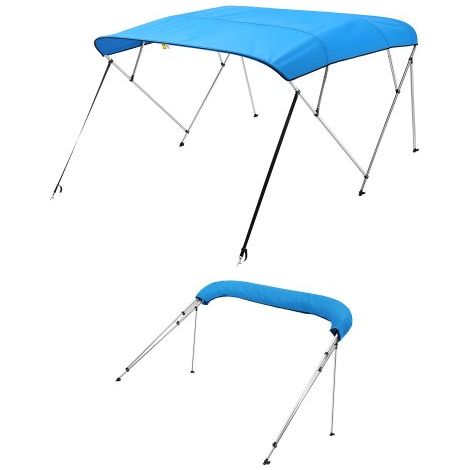 Bimini Top Bootsabdeckung Sonnenverdeck (4 Bögen) aus 600D Polyester mit Rahmen aus Aluminiumlegierung, wasserdichte Sonnenschutz-Bootsmarkise mit Aufbewahrungstasche, 216-229 cm (B) Blau (1/5)