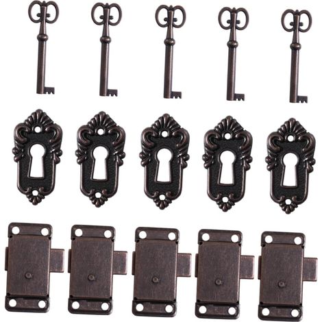 Lot de 5 serrures vintage pour meubles anciens, à clé, design rétro (1/5)