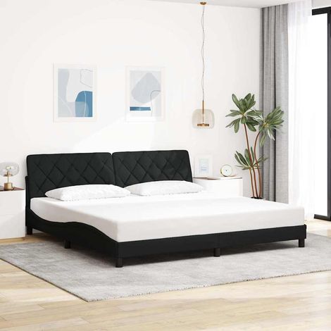 Estructura de cama sin colchón tela negro 200x200 cm (1/5)