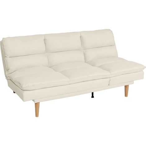 [NEUWERTIG] Schlafsofa HHG-368, Gästebett Schlafcouch Couch Sofa, Schlaffunktion Liegefläche 180x110cm Stoff/Textil creme