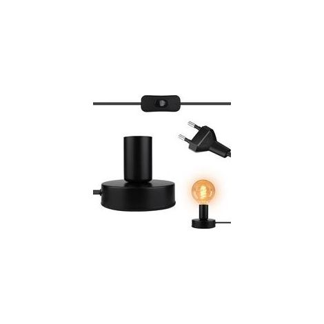 E27 noir Support de lampe de bureau avec interrupteur à câble (sans lampe): lampe de table vintage, lampe de bureau industrielle, douille E27 avec prise, pour décoration d'éclairage domestique (1/5)