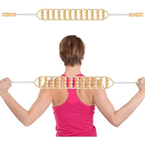 Masseur pour Dos Muscles Rouleau de Massage en Bois pour Maderotherapie Corps, Masseur Anti Cellulite avec Poignée Rouleau Anti Cellulite Massage Dos 120cm (58x7,5cm Surface de Roulement) (1/5)