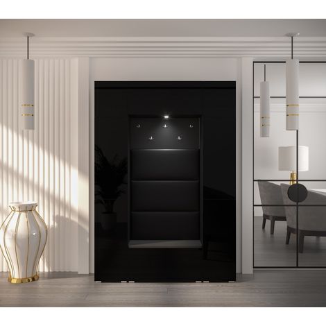 Meuble d'entrée GF85, 157 x 35 x 224 cm, noir (1/3)