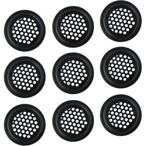 Pack of 10 black ventilation grilles, 19 mm, made of stainless steel, for heat dissipation (1/4)