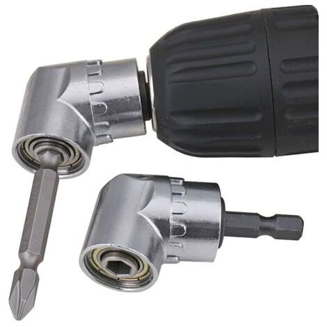 Tournevis Porte-Adaptateur 105 Degrés Perceuses à Angle Droit Pilote et Adaptateur Renvoi d'angle pour Visseuse Hexagonal 1/4 '' Accessoires pour Tournevis, 6,35MM (1/5)