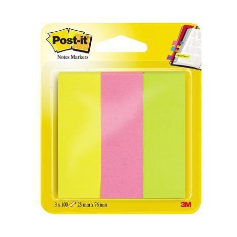 3M 671-3 Post-it Rectangle Vert, Rose, Jaune 100 feuilles Auto-adhésif (1/4)