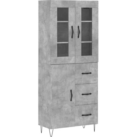 Maison Exclusive - Buffet haut Gris béton 69,5x34x180 cm Bois d'ingénierie (1/5)
